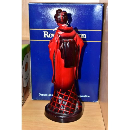 408 - A BOXED ROYAL DOULTON FLAMBÉ 'THE GEISHA' FIGURINE, HN3229, made exclusively for the Collectors Club... 