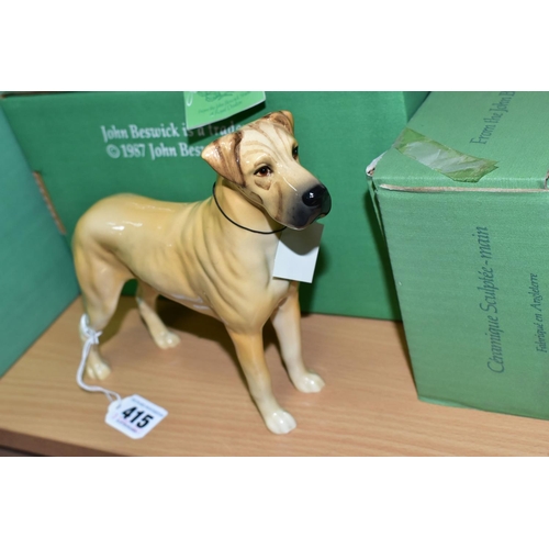 415 - NINE BOXED BESWICK DOG FIGURES, comprising a white gloss Bull Terrier 'Romany Rhinestone' - Large mo... 