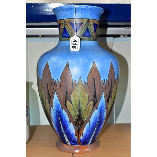 416 - TWO PIECES OF CHARLOTTE RHEAD CERAMICS, AND A CLEWS & CO CHAMELEON WARE VASE, comprising a Charlotte... 