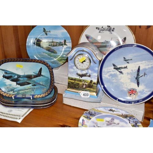 433 - A GROUP OF ROYAL DOULTON AND COALPORT COLLECTOR'S PLATES TOGETHER WITH TWO PRINTS OF SPITFIRES, comp... 