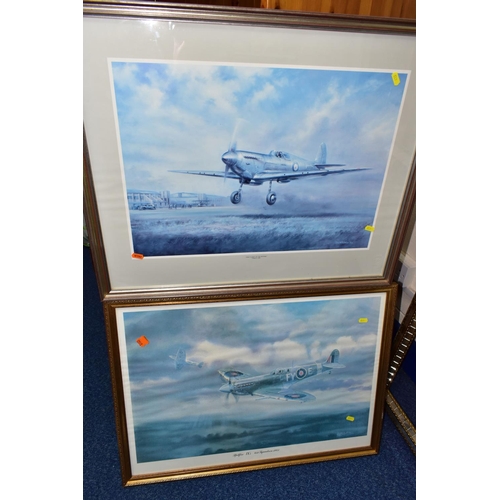 433 - A GROUP OF ROYAL DOULTON AND COALPORT COLLECTOR'S PLATES TOGETHER WITH TWO PRINTS OF SPITFIRES, comp... 