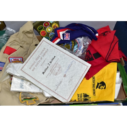 451 - BOY SCOUTS MEMORABILIA, a collection of  American Boy Scout items to include a shirt, a cap, pennant... 