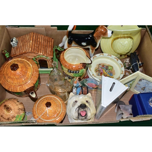 472 - THREE BOXES AND LOOSE CERAMICS ETC, to include five Royal Worcester Arcadia teacups and saucers, Eng... 