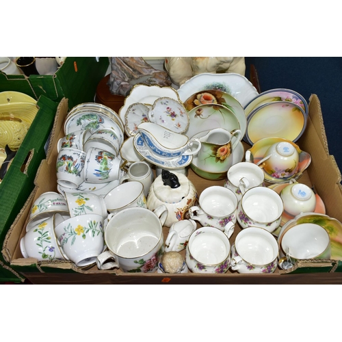 472 - THREE BOXES AND LOOSE CERAMICS ETC, to include five Royal Worcester Arcadia teacups and saucers, Eng... 