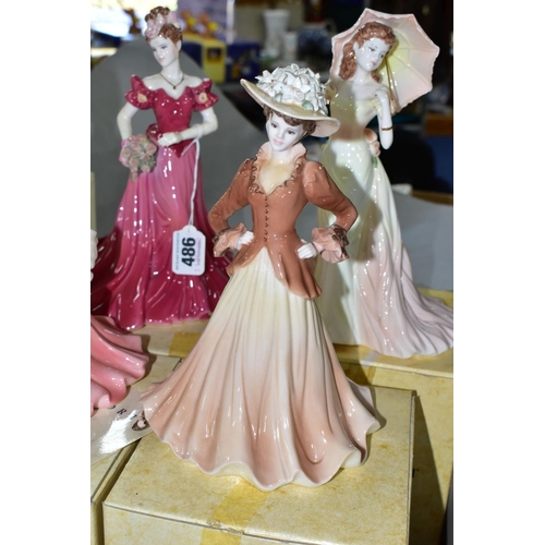 486 - FOUR BOXED COALPORT LADIES OF FASHION FIGURINES, comprising Joan, Sue Figurine of the Year 1998 with... 