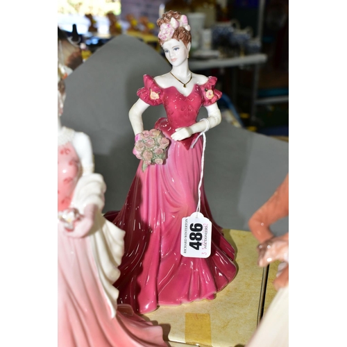 486 - FOUR BOXED COALPORT LADIES OF FASHION FIGURINES, comprising Joan, Sue Figurine of the Year 1998 with... 