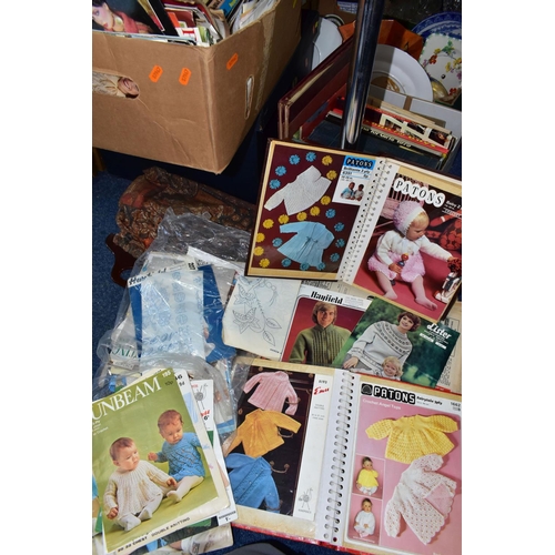 490 - A COLLECTION OF KNITTING PATTERNS, from the early 1970's onwards, a vintage storage box and a quanti... 