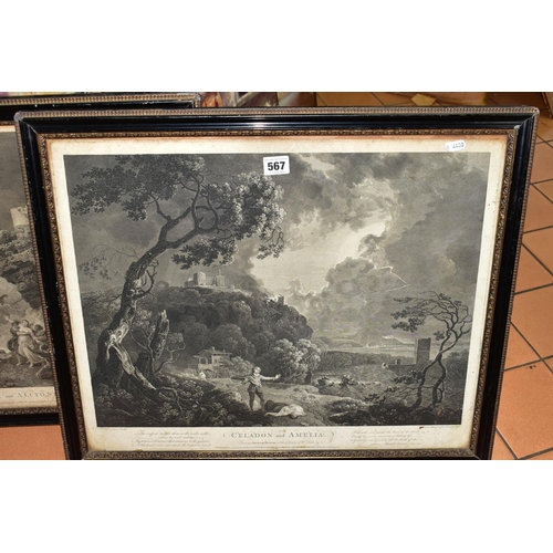 567 - TWO EIGHTEENTH CENTURY ENGRAVING PRINTS BY WILLIAM WOOLLETT, comprising 'Celadon and Amelia' after t... 