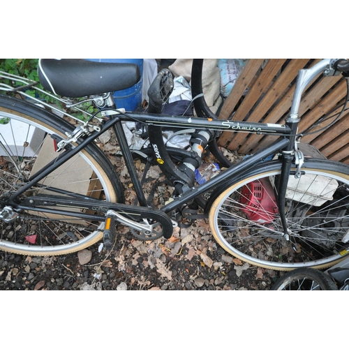 1011 - A SCHWINN COFFEE BICYCLE with 3 speed Nexus gears, 19in frame along with a pull along child seat/tra... 