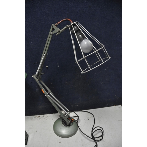 1062 - TWO ANGLEPOISE LAMPS comprising a E.D.L three arm industrial machinist lamp along with a vintage sta... 