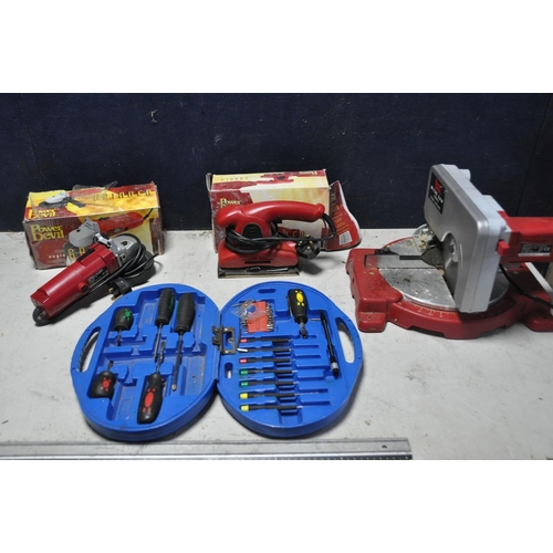 1067 - A COLLECTION OF POWER DEVIL POWERTOOLS to include a Power Devil PDW5013 Mitre saw, Power devil PDW53... 