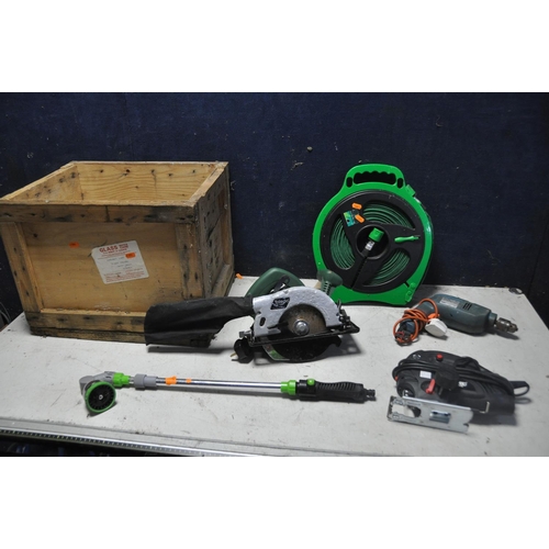 1070 - A SELECTION OF POWERTOOLS to include a Toledo TKS-160 circular saw, Black and Decker S3M8 drill, Dra... 