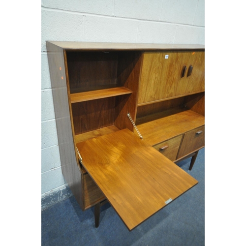 1204 - A MID CENTURY G PLAN TEAK HIGHBOARD, with an arrangement of cupboards and drawers, width 153cm x dep... 