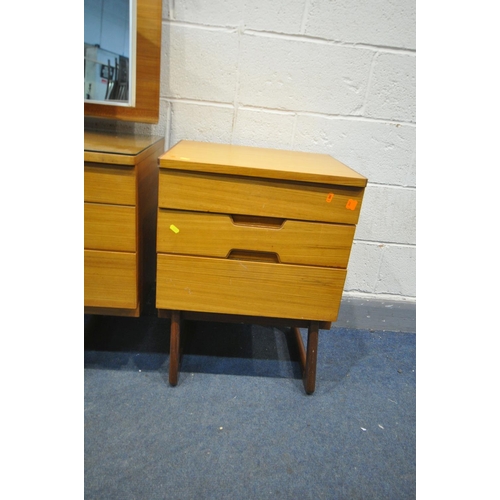 1207 - A MID CENTURY TEAK UNIFLEX DRESSING TABLE, with triple mirrors, length 153cm x depth 49cm x height 1... 