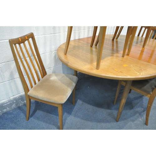 1212 - A G PLAN FRESCO CIRCULAR EXTENDING DINING TABLE and six chairs, extended length 168cm x diameter 100... 