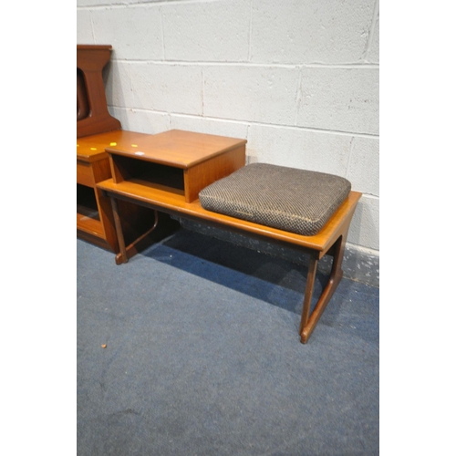 1214 - FOUR MID CENTURY TEAK OCCASIONAL FURNITURE, to include a pair of single drawer bedside cabinets, a n... 