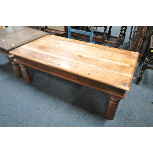 1218 - A MANGOWOOD RECTANGULAR COFFEE TABLE, length 110m x depth 61cm x height 41cm, and a similar occasion... 