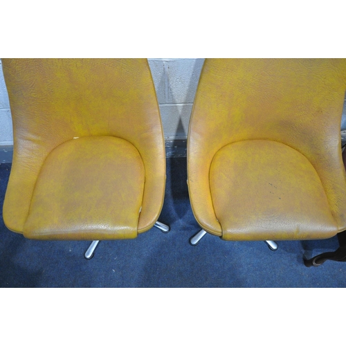 1227 - A PAIR OF ITALIAN STYLE MAHOGANY ARMCHAIRS, with open armrests, and pink upholstery, along with a pa... 