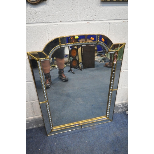 1250 - A LATE 20TH CENTURY FRENCH STYLE WALL MIRROR, with a mirrored frame, and a shaped top, width 76cm x ... 