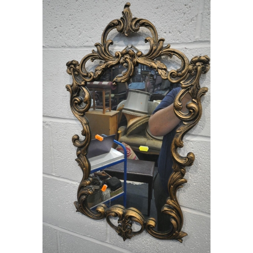 1250 - A LATE 20TH CENTURY FRENCH STYLE WALL MIRROR, with a mirrored frame, and a shaped top, width 76cm x ... 