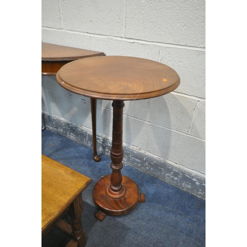 1252 - A 20TH CENTURY WALNUT DEMI LUNE SIDE TABLE, with a single drawer, on cabriole legs, width 72cm x dep... 