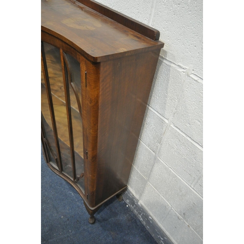 1270 - A 20TH CENTURY OAK GLAZED TWO DOOR DISPLAY CABINET, width 121cm x depth 36cm x height 129cm, along w... 