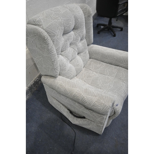 1303 - A CARECO BEIGE UPHOLSTERED RISE AND RECLINE ARMCHAIR (condition - some signs of usage and wear, PAT ... 