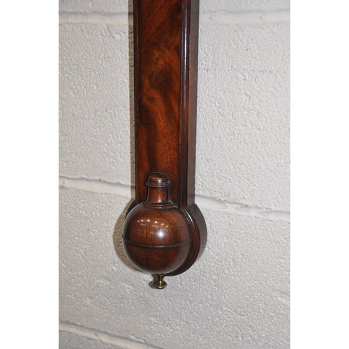 1310 - A THOMAS HEATH AND TYCHO WING MAHOGANY STICK CISTERN BAROMETER, English circa 1770, signed Heath & W... 