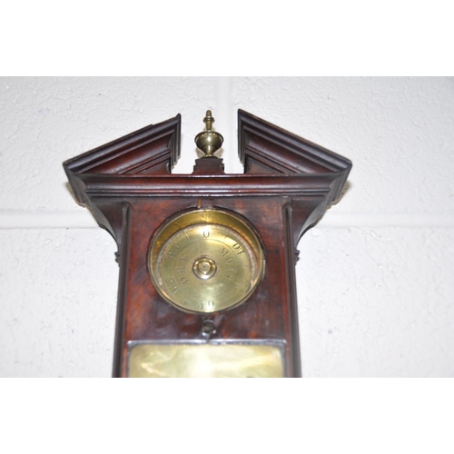 1310 - A THOMAS HEATH AND TYCHO WING MAHOGANY STICK CISTERN BAROMETER, English circa 1770, signed Heath & W... 