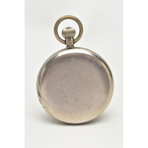 20 - A MILITARY OPEN FACE POCKET WATCH, hand wound movement, Arabic numerals, subsidiary second dial, app... 