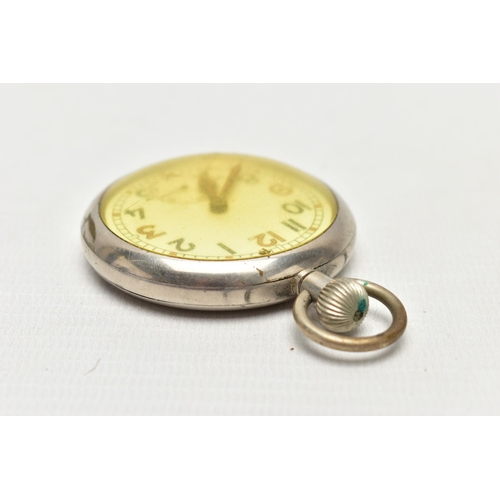 20 - A MILITARY OPEN FACE POCKET WATCH, hand wound movement, Arabic numerals, subsidiary second dial, app... 