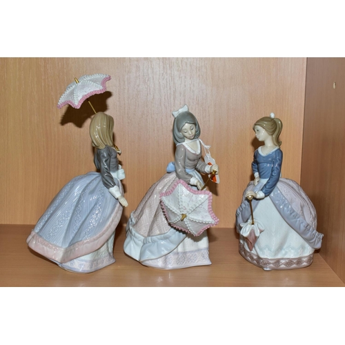 301 - THREE LLADRO FIGURINES, comprising Jolie no 5210,  Angela no 5211, both issued in 1984 and retired i... 