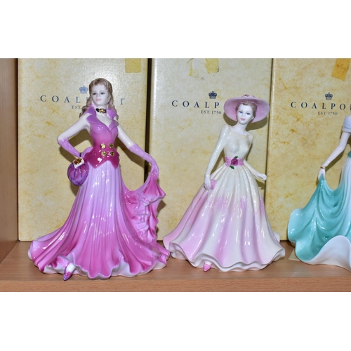 314 - FOUR BOXED COALPORT LADIES OF FASHION FIGURINES, comprising Margaret exclusive to figurine events in... 