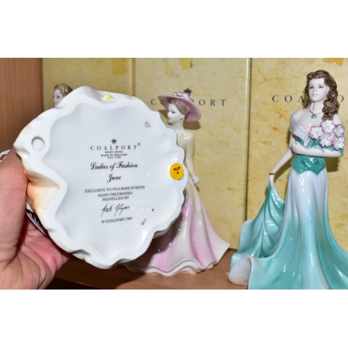 314 - FOUR BOXED COALPORT LADIES OF FASHION FIGURINES, comprising Margaret exclusive to figurine events in... 