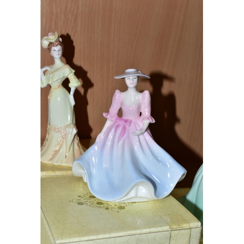 317 - TEN COALPORT FIGURINES, of which eight Debutantes are boxed: Cinderella's Ball Debutante of the Year... 