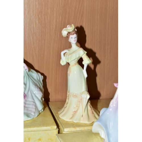 317 - TEN COALPORT FIGURINES, of which eight Debutantes are boxed: Cinderella's Ball Debutante of the Year... 