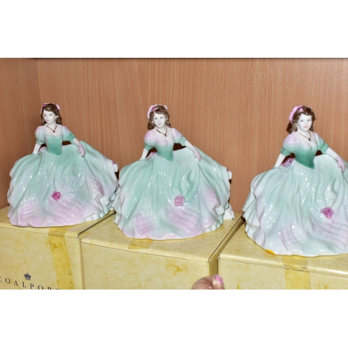 317 - TEN COALPORT FIGURINES, of which eight Debutantes are boxed: Cinderella's Ball Debutante of the Year... 