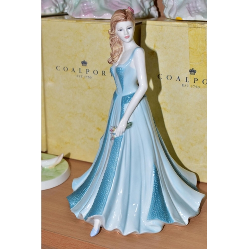 317 - TEN COALPORT FIGURINES, of which eight Debutantes are boxed: Cinderella's Ball Debutante of the Year... 