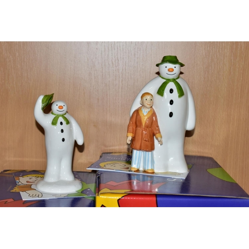 330 - FOUR BOXED COALPORT THE SNOWMAN CHARACTER FIGURES, comprising The Greeting, Having a Party limited e... 