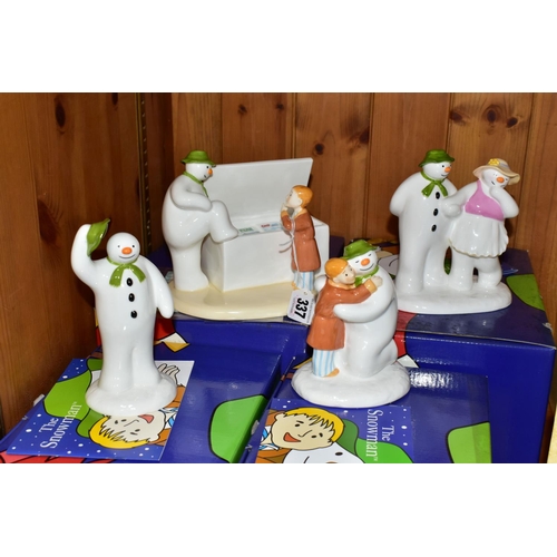 337 - FOUR BOXED COALPORT THE SNOWMAN CHARACTER FIGURES, comprising limited edition Time to Cool Down, no ... 