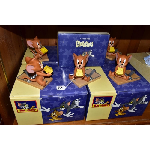 339 - FIVE BOXED COALPORT CHARACTERS FIGURES, 'The Mousetrap' depicting Jerry from the Tom and Jerry carto... 