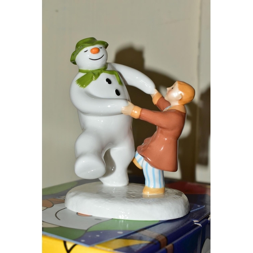 340 - FIVE BOXED COALPORT SNOWMAN CHARACTERS ORNAMENTS, comprising 'Soft Landing', 'The Greeting', 'Dancin... 