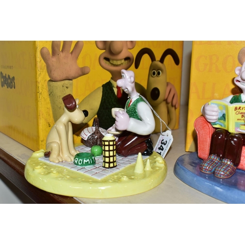 341 - THREE BOXED COALPORT WALLACE AND GROMIT FIGURE GROUPS, comprising a limited edition 'Picnic on the M... 