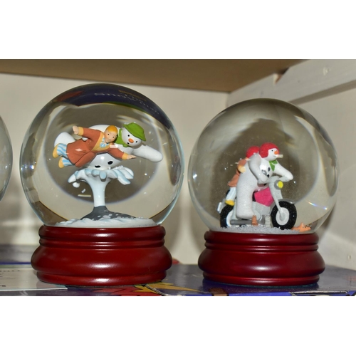 342 - THREE BOXED COALPORT 'THE SNOWMAN' SNOW GLOBES, comprising a limited edition 'At The Party' 325/2000... 