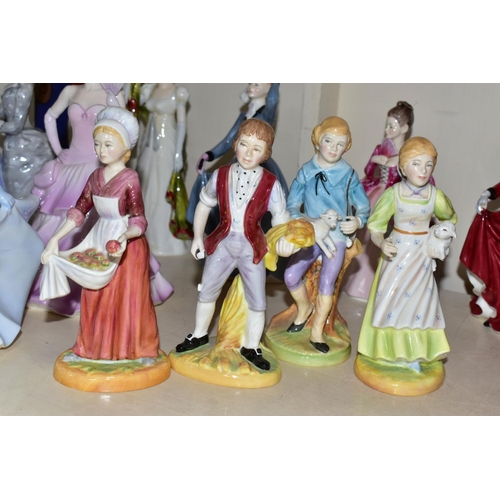 343 - TWELVE UNBOXED CERAMIC FIGURINES AND FIGURES, comprising three Coalport Ladies of Fashion - Donna, B... 