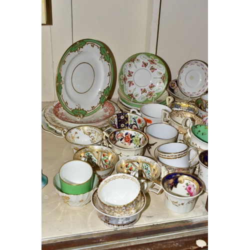 349 - A SELECTION OF ASSORTED 19TH AND 20TH CENTURY TEA CUPS AND SAUCERS ETC, to include early Derby, Mint... 