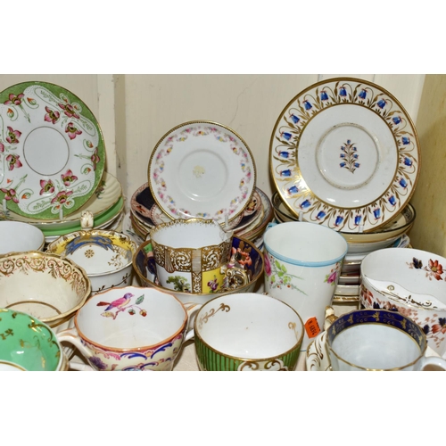 349 - A SELECTION OF ASSORTED 19TH AND 20TH CENTURY TEA CUPS AND SAUCERS ETC, to include early Derby, Mint... 