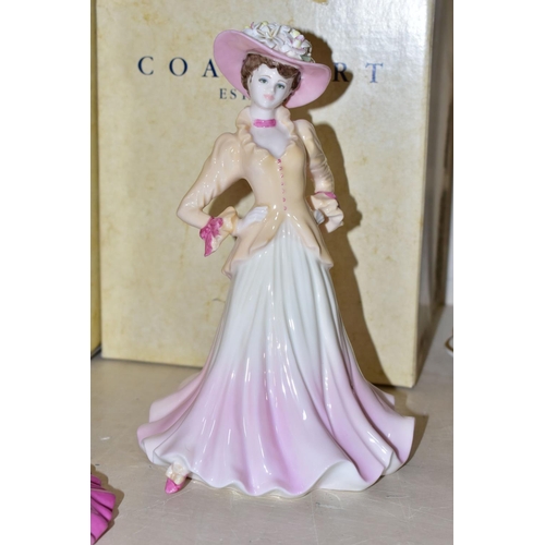 350 - FIVE BOXED COALPORT FIGURINES, comprising Leonie 292/1000, Joy 142/1000, Madeline produced for the A... 