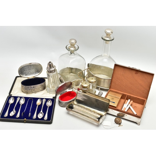 67 - A BOX OF ASSORTED ITEMS, to include a rolled gold Victorian memorial brooch, encasing a photo to the... 