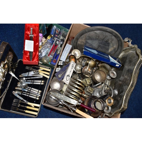 77 - A BOX OF ASSORTED WHITE METAL WARE AND OTHER ITEMS, to include a 'Regent Plate' Goldsmiths and Silve... 